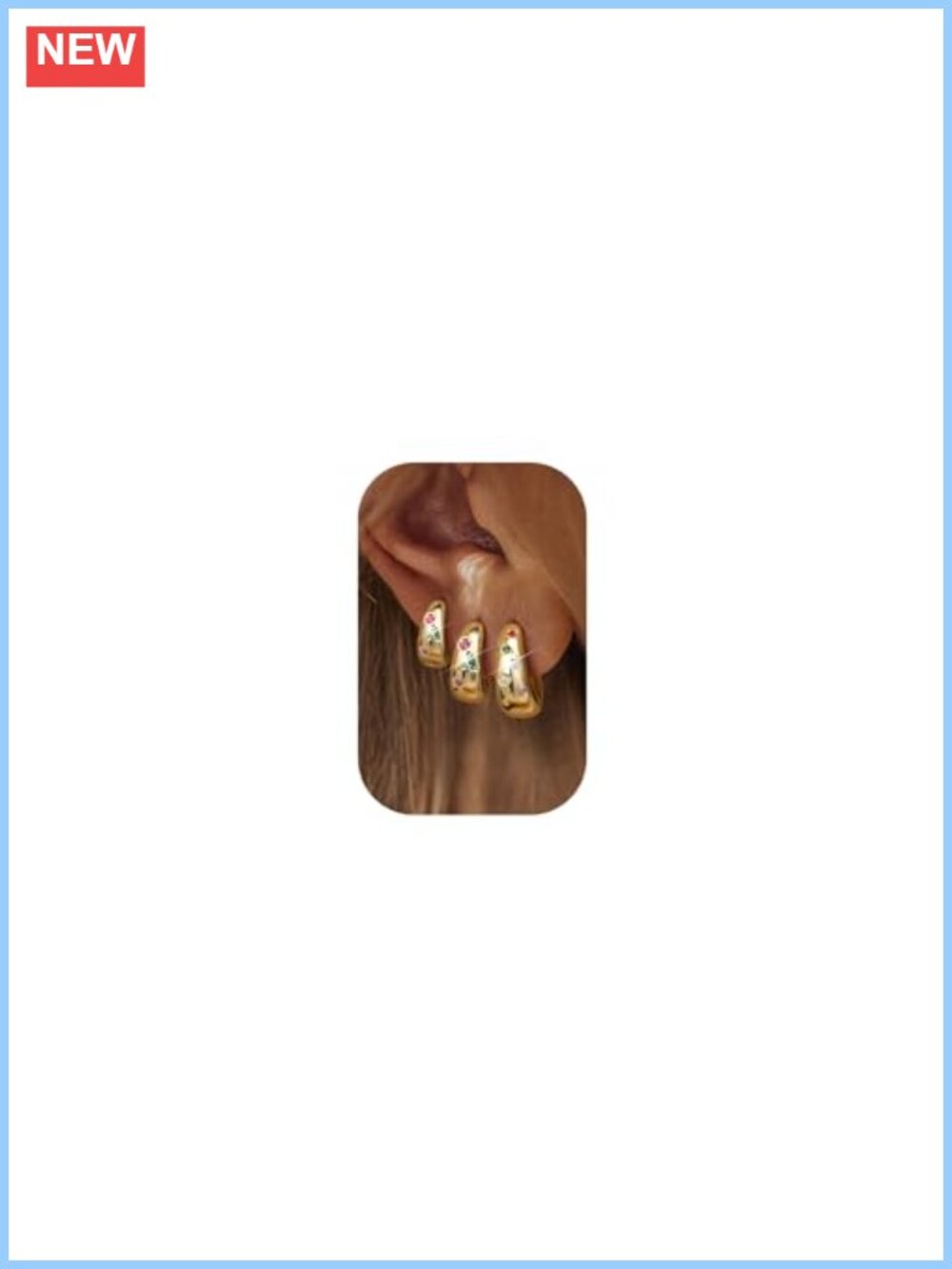 14K Gold Plated Chunky Huggie Hoop Earrings Set Hypoallergenic